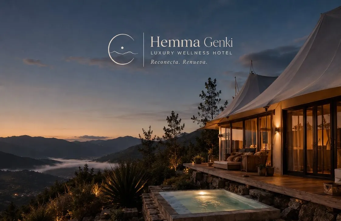 Hemma Genki — un refugio para regresar a ti, con vista al valle andino al atardecer